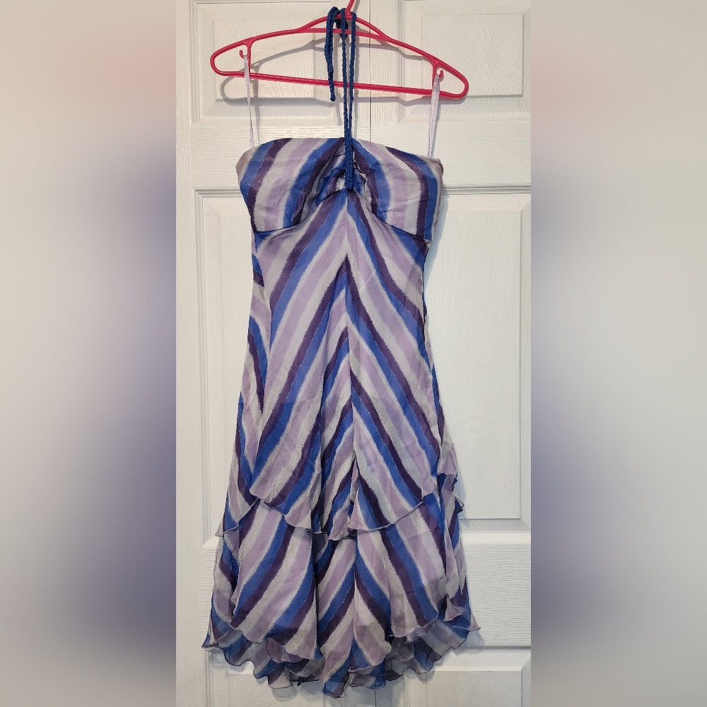 Philip DiCaprio purple striped halter dress